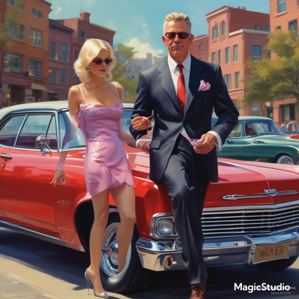 Sugar daddy posing with luxury car.